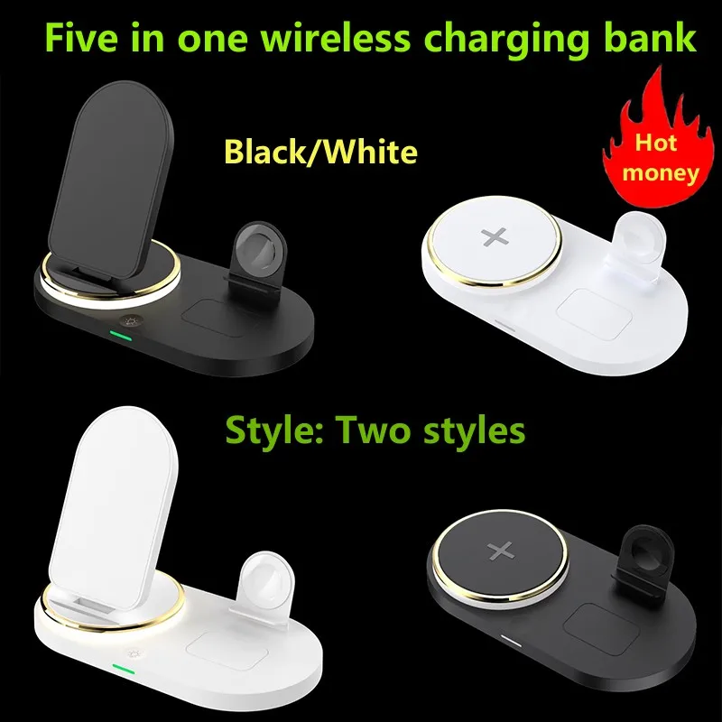

Popular 5-in-1wireless magnetic suction charging station, mobile phone, watch, headset, portable, fast charging with night light