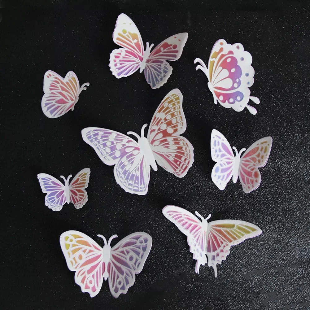 

NEW2022 8 Pcs Luminous Butterfly 3D Butterfly Wall Sticker For Home Wedding Decoration Glow In The Dark Combination Butterflies