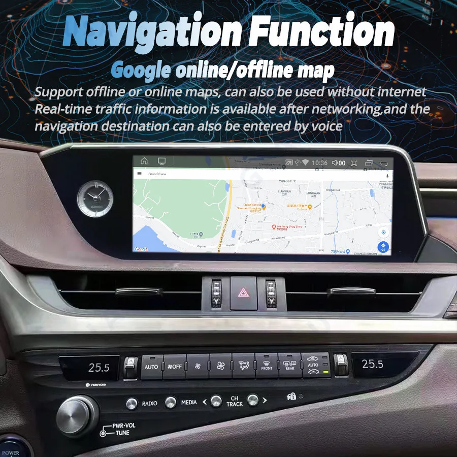 

Автомобильная Мультимедийная система Qualcomm для Lexus ES ES200, ES250, ES350, ES300H, 2018-2022, 12,5 дюймов, Android 12