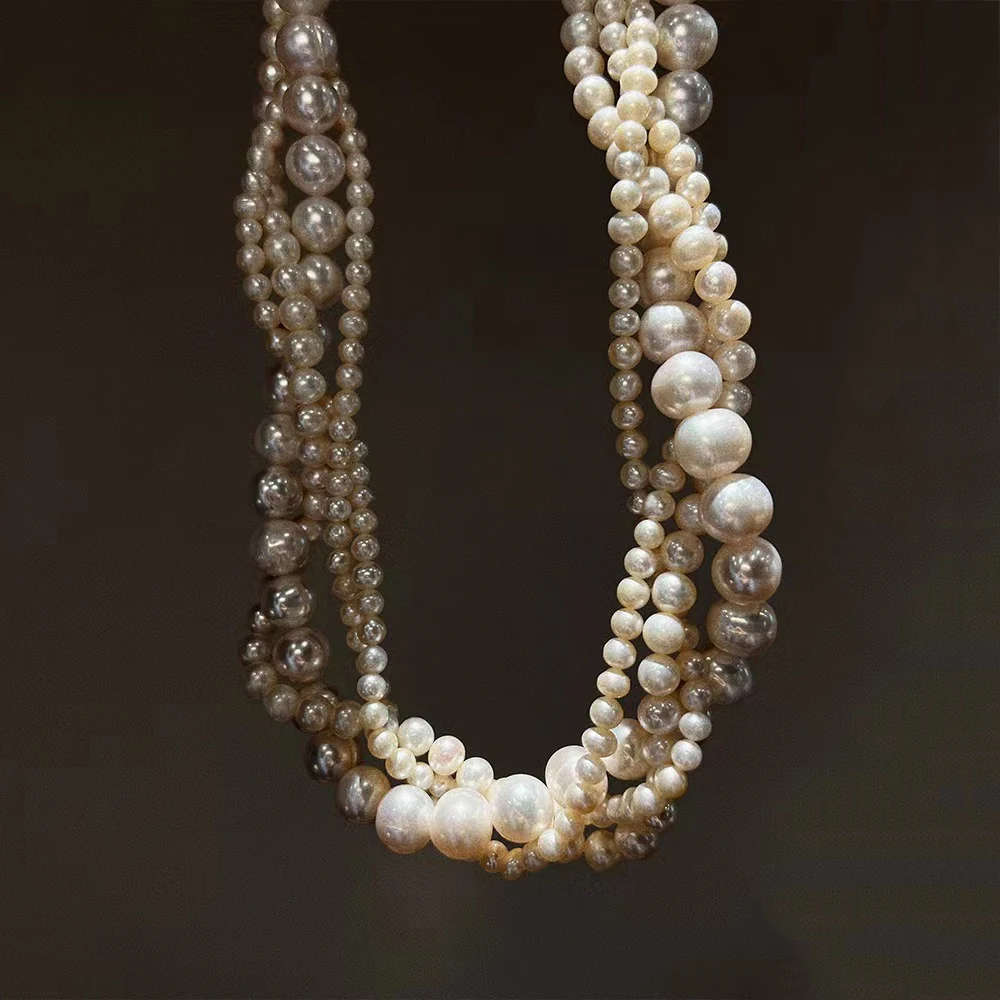 

Новейшее элегантное и изысканное ожерелье из натурального пресноводного жемчуга ручной работы Многослойные жемчужные смешанные высококачественные женские аксессуары