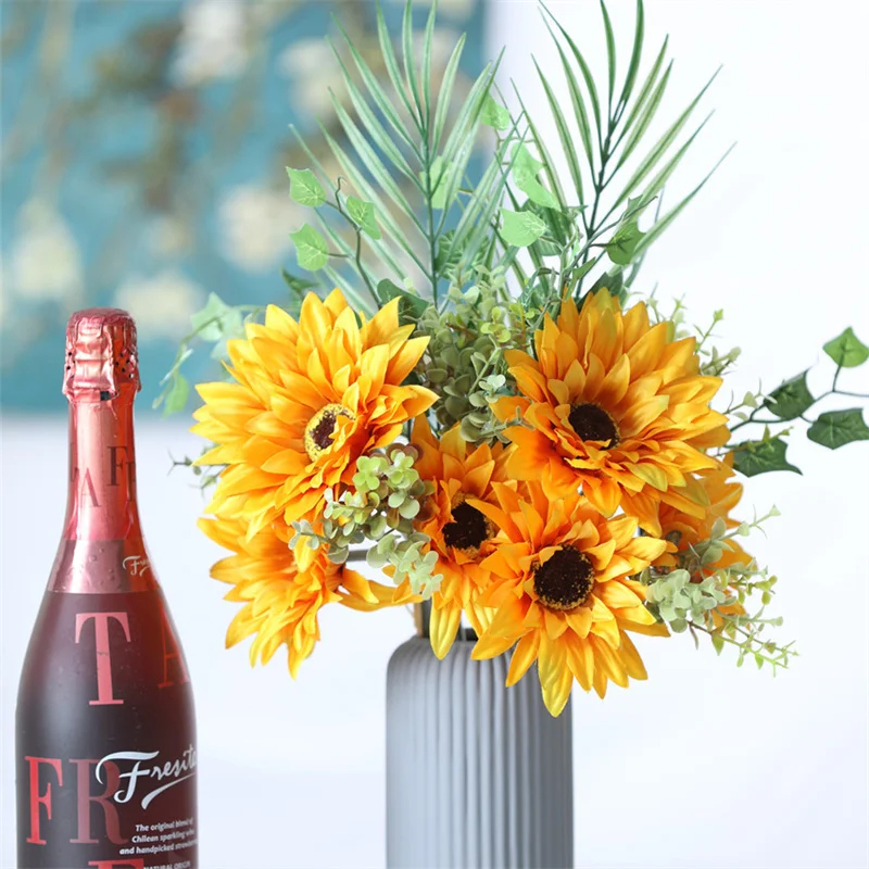 

VOHSIAHPO Sunflower Bridal Wedding Bouquet Mini Artificial Flower Bridesmaid Bouquet Dining Table Bedroom Wedding Accessories