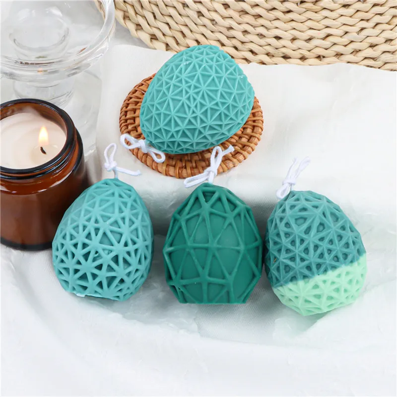 

Geometric Easter Eggs Candle Silicone Mold DIY Christmas Aromatherapy Candle Mould Handmade Cake Chocolate Fondant Molds Decor