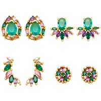 vintage luxury multicolor aaa cubic zirconia jewelry earrings for women summer new stud earrings bridal wedding jewelry gifts