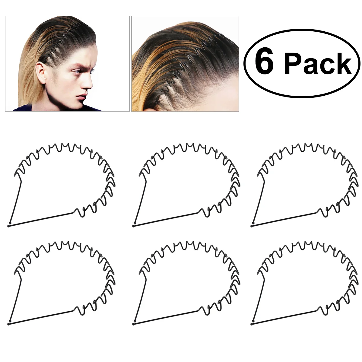 TINKSKY 6Pcs Chic Cool Fashion Unisex Portable Wave Headbands Hair Hoops