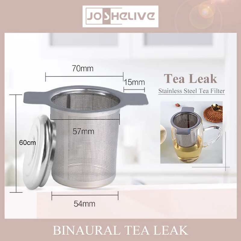 

304 Stainless Steel Tea Leak With Cover Binaural Coffee Leak Filter Reusable Mesh Strainer Tea Infuser Teapot Leaf Spice Filter
