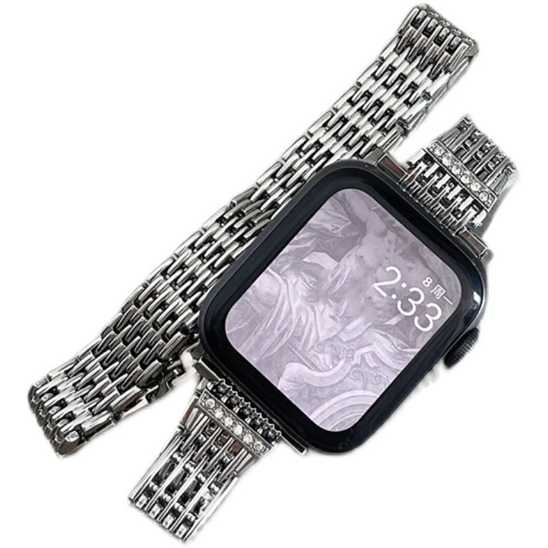 Double Tour strap for Apple watch band 44mm 42mm 40mm 38mm Stainless steel bracelet Iwatch series 6 5 4 SE 7 45mm 41mm wristbelt