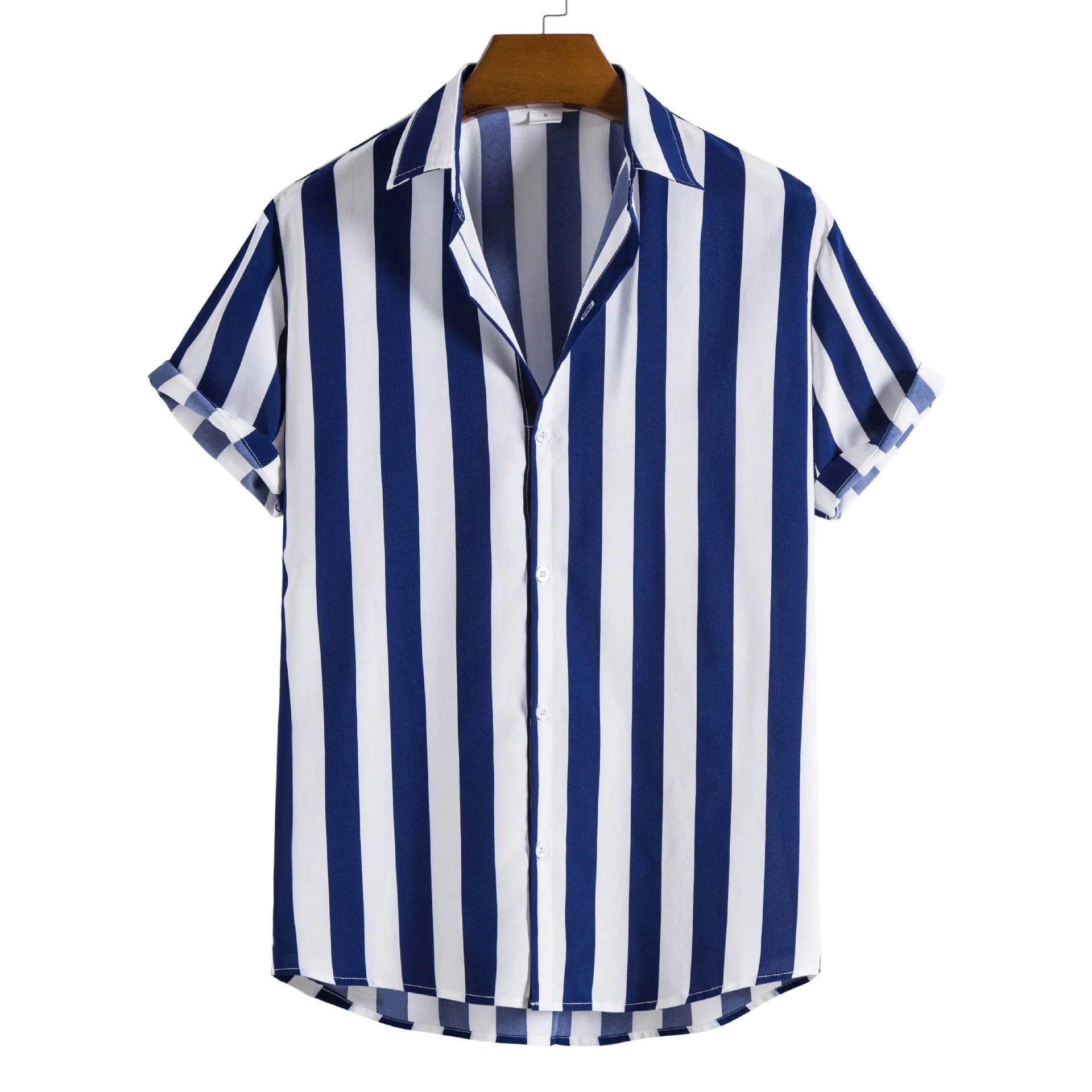 

2022 Fashion Lapel Shirts Breathable Men's Handsome Sleeves Shirts Summer 5XL Striped Printed Tops Short Loose