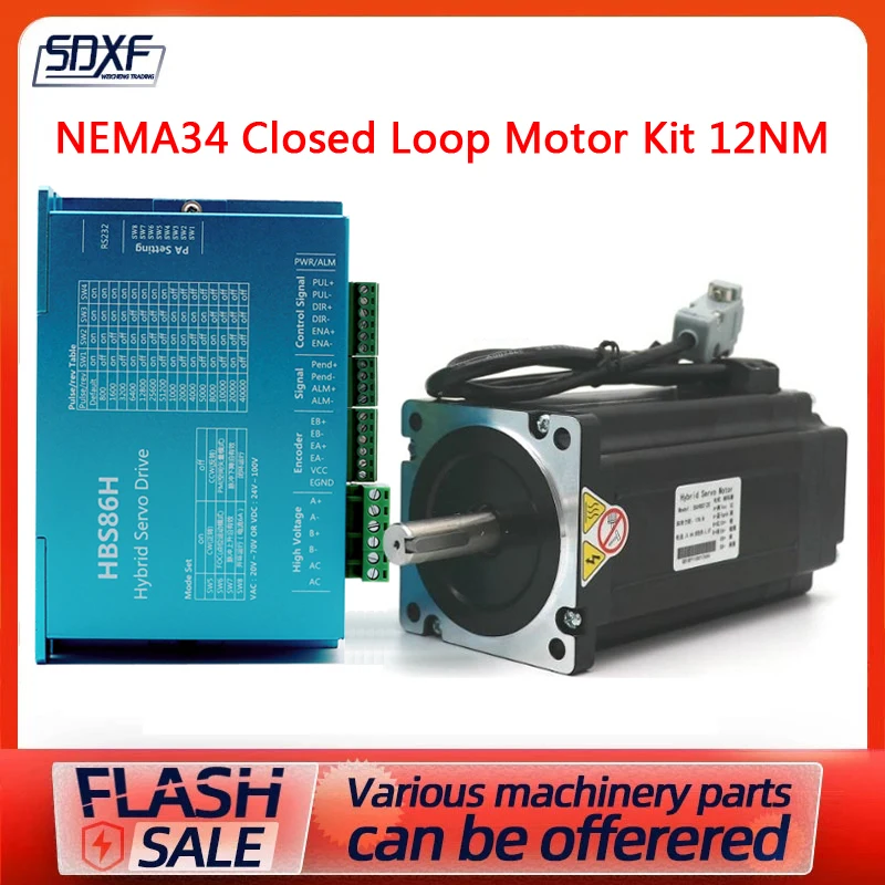 

1 set CNC NEMA 34 Closed Loop motor Kit 12NM 2 phase Hybrid NEMA 34 motor driver DC(24-100V) / AC(20-70V)