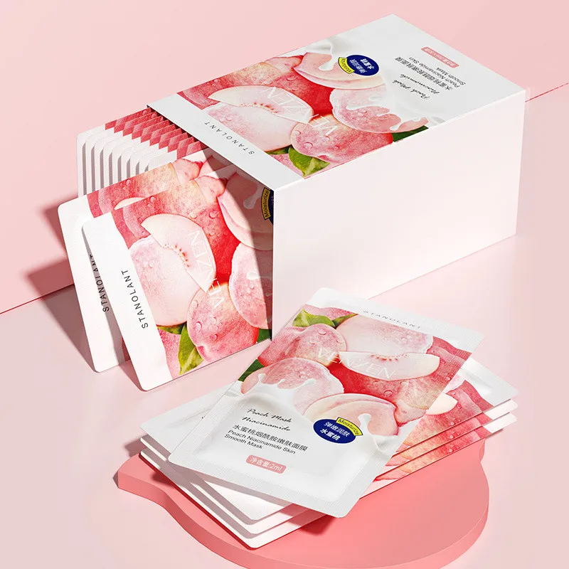 30pcs/box Peach Niacinamide Sleeping Mask Shrink Pore Brush Moisturizing Disposable Skin Care Improve Roughness | Красота и здоровье