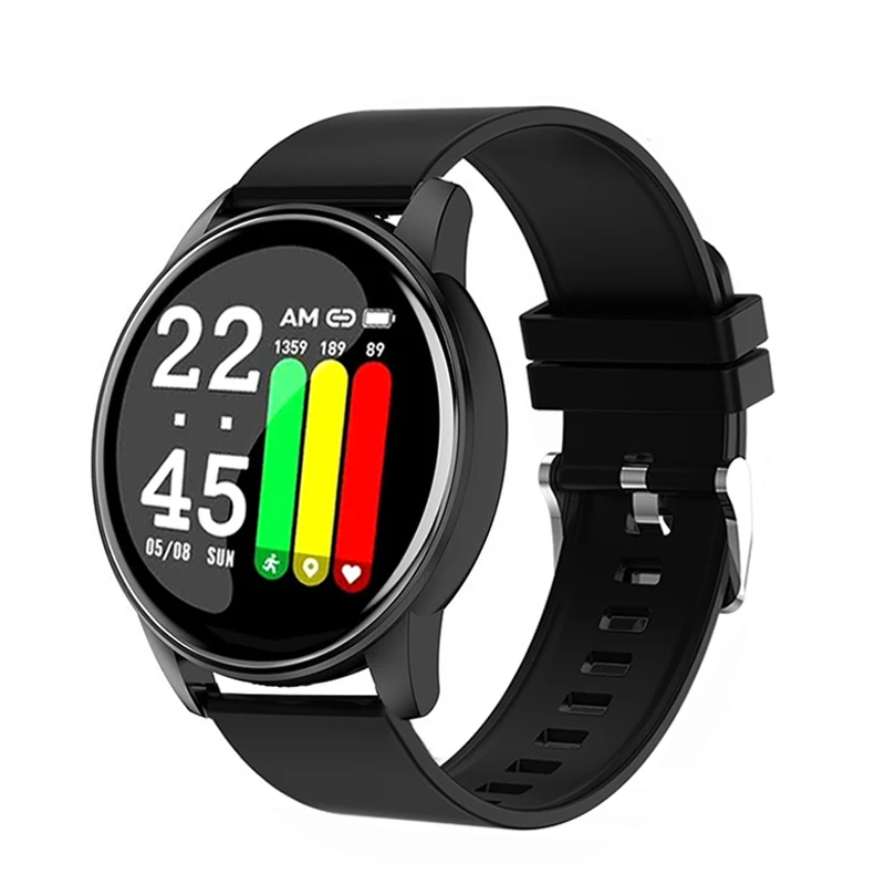 

Smart Watch 2021 Women Men Blood Pressure Heart Rate Fitness Tracker Watch Sport Round Smartwatch Smart Clock for Android IOS