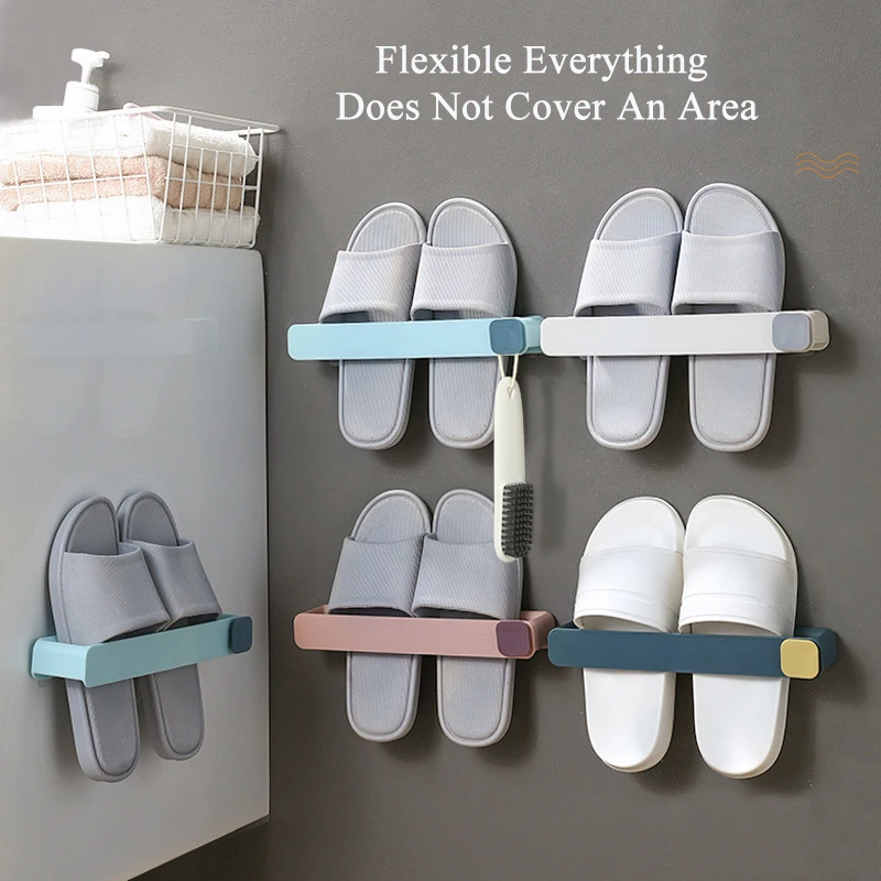 

Slipper Shoe Racks Wall Mounted Living Room Space Saving Shoes Organizer Bathroom Accessories Toilet Hanging Towel Storage Shelf