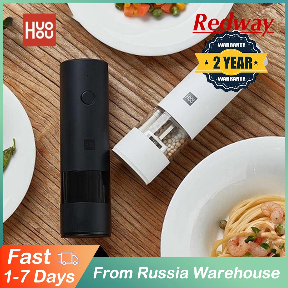 Huohou Electric Automatic Mill Pepper And Salt Grinder LED Light 5 Modes Peper Spice Grain Pulverizer For Cooking