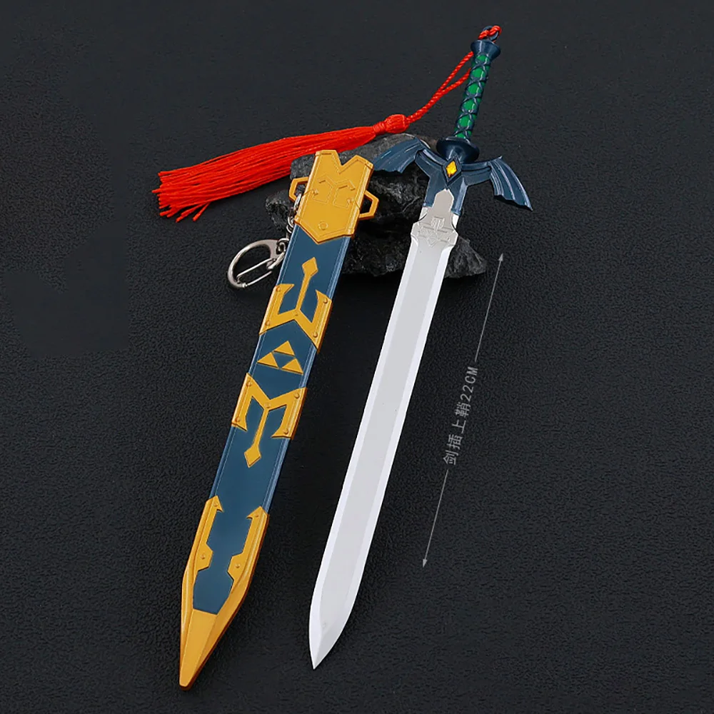 

Breath of the Wild Weapon Link Master Sword Keychain 22cm Game Periphery Metal Weapon Model Uncut Blade Sword Gifts Toys for Boy