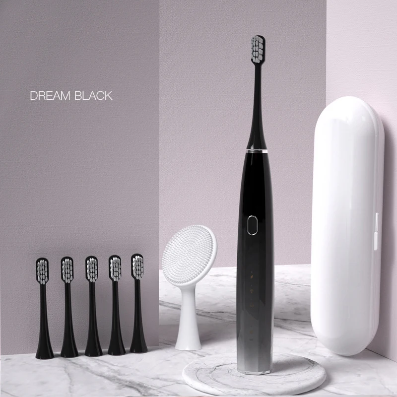 

Adult Intelligent Sonic Electric Toothbrush Soft Bristles 5 Levels Teeth Cleaning IPX7 5 Brush Heads Timing Tools Free Shipping