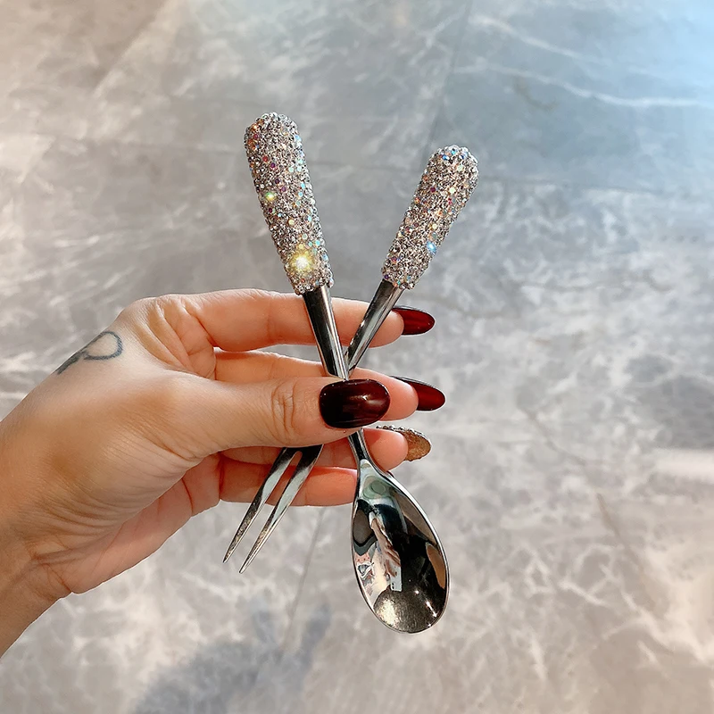 

1 Pairs Stainless Steel Fruit Forks Dinnerware Coffee Stirring Spoon Small Portable Dessert Ice Cream Kitchen Tableware Gadgets