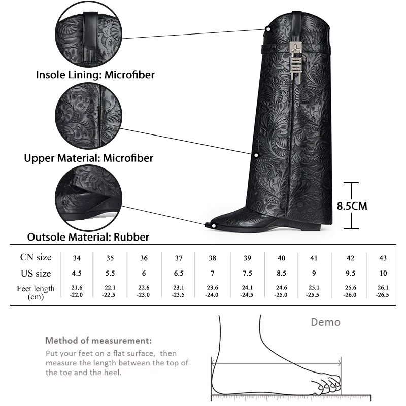 Женские модные черные сапоги GMQM с принтом новинка до колена замком в виде акулы