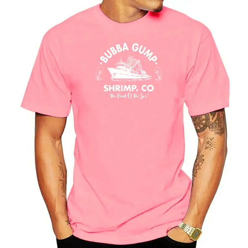 Bubba Gump Shrimp Ispirato da Forrest Stampato T-Shirt Top Tee 100% Cotone Humor Uomini Girocollo