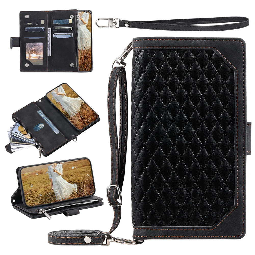 Zipper Multi Card Slots Wallet Flip Case For Xiaomi POCO X4 Pro M4 Pro M3 Redmi 9 9A 9C 9T 10A Note 7 8 9 10 11 11S Phone Cover