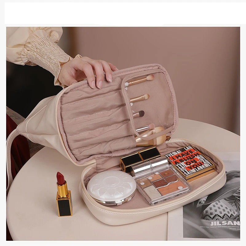 

Portable Cloud Travel Cosmetics Toiletry Storage Bags Cosmetic Bag Girly Design Sense Large Capacity Double-Layer Large Opening