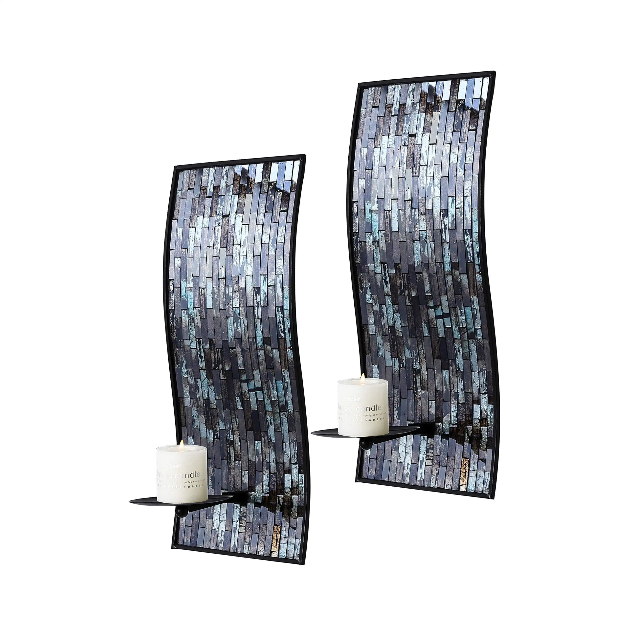 

Whole Housewares Set of 2 Metal Mosaic Glass Wall Candles