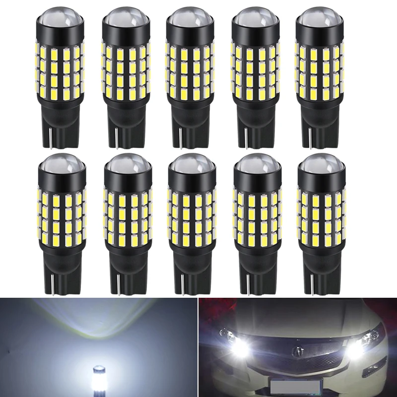 

Автомобильная светодиодная лампа 5 Вт T10 W5W Canbus 12 в 6000K клиновидный боковой фонарь заднего хода 3014 54SMD без ошибок в упаковке