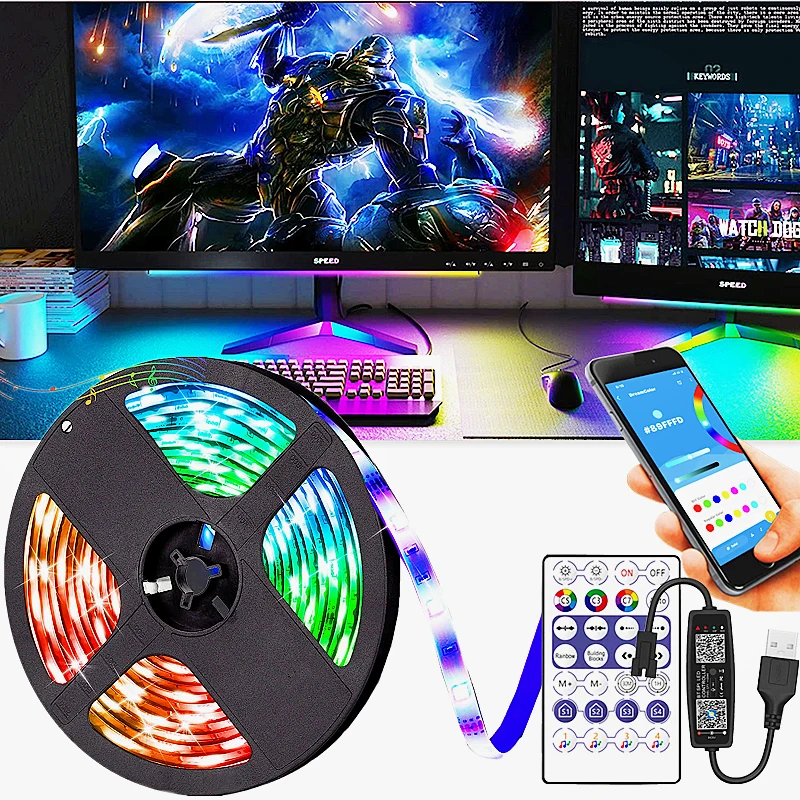 Светодиодная ленсветильник WS2812B 5 в постоянного тока USB 1-30 м RGB 5050 гирлянды гибкая