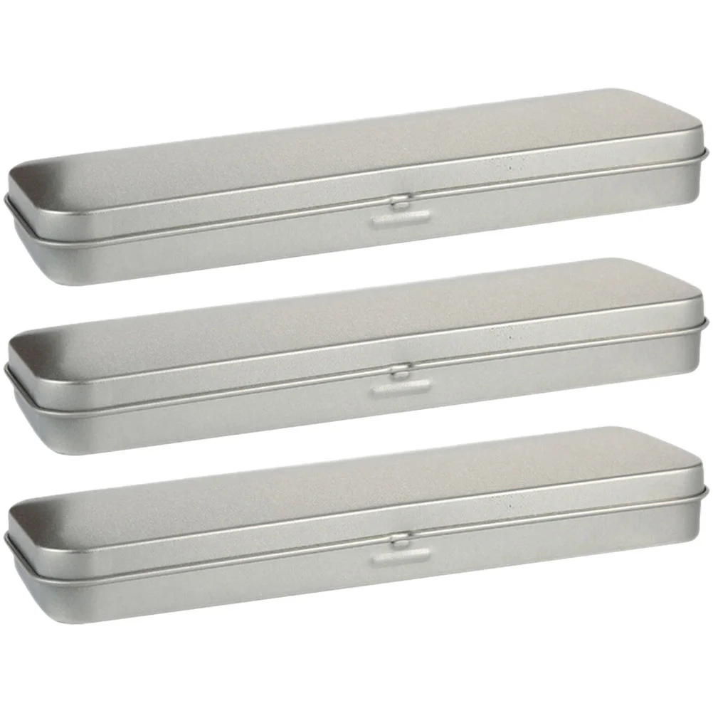 

Tin Box Metal Pen Case Cases Tinplate Organizer Rectangular School Hinged Storage Container Containers Protection Student Tins