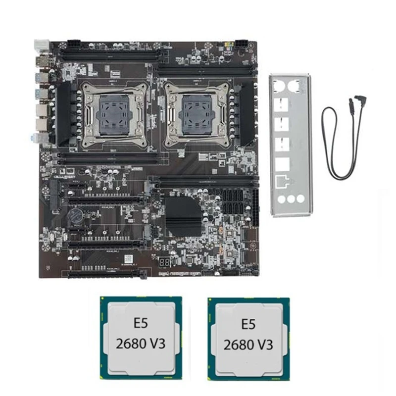 X99 Dual-Socket Motherboard LGA 2011-3 Dual CPU DDR4 Memory Slot PCI-E 16X SATA2.0 NVME M.2 Interface E5-2680 V3 CPU