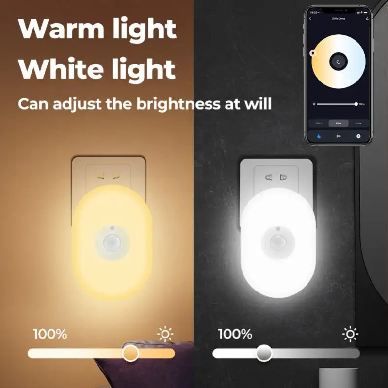 

WiFi Tuya Smart LED Night Light PIR Motion Sensor Light EU US UK Plug Wall Lamp Warm White RGB Room App Voice For Alexa Googl