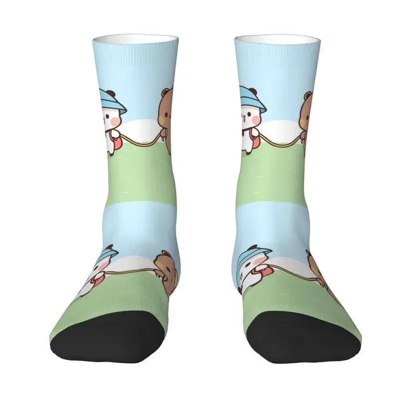 

Funny Panda And Brownie Bear Couple Socks Men Women Warm 3D Printing Peach And Goma Football Sports Socks