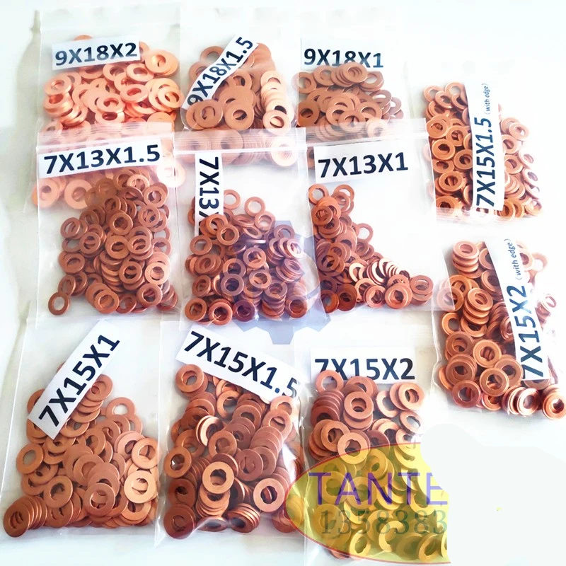 

500 pieces /lot Copper Washers Shims for B0SCH injector 7x15x1.5mm