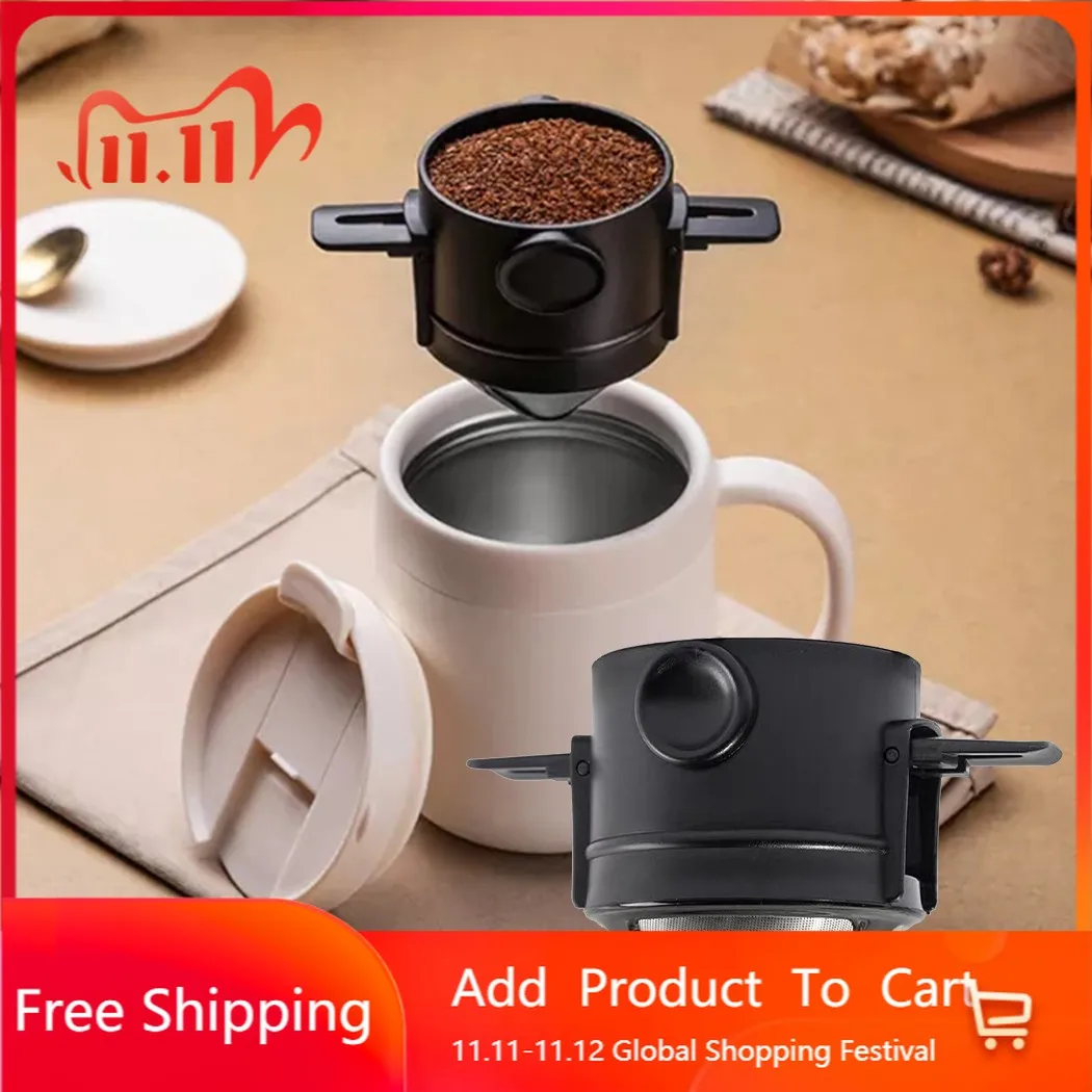 

1pc Coffee Filter Double-layer Mesh Paperless Portable Filter Drip Device Foldable 12*7.5*6.5cm Coffeeware Kitchen Accessories