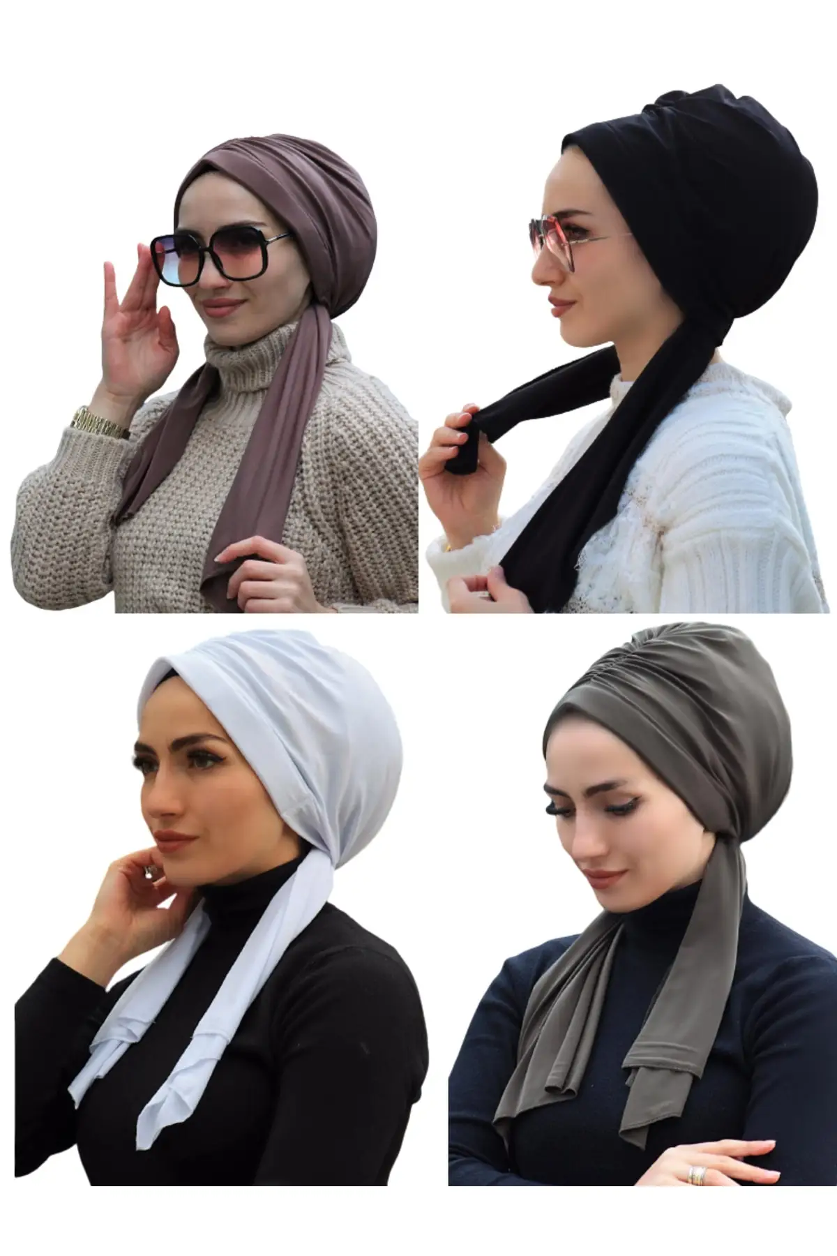

Design Bone 4'lü Black, khaki, mink, white Sandy Woven Hijab Beach Clothing