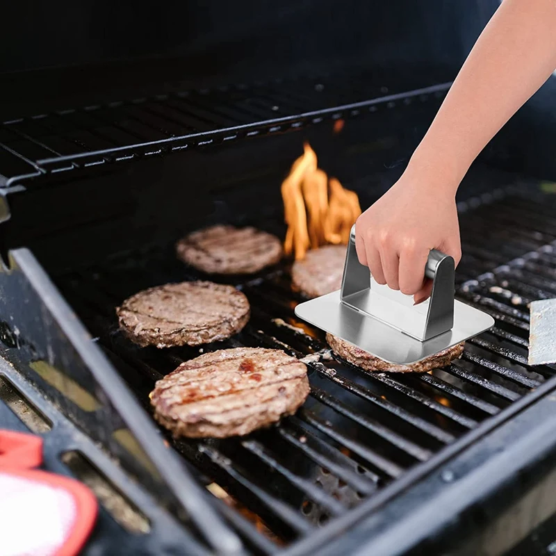 Пресс для гамбургеров из нержавеющей стали 5 5-дюймовый квадратный разбиватель