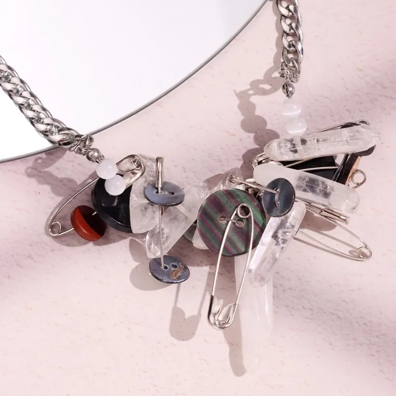 HUANZHI белый натуральный камень красочные пуговицы ожерелье модные украшения в