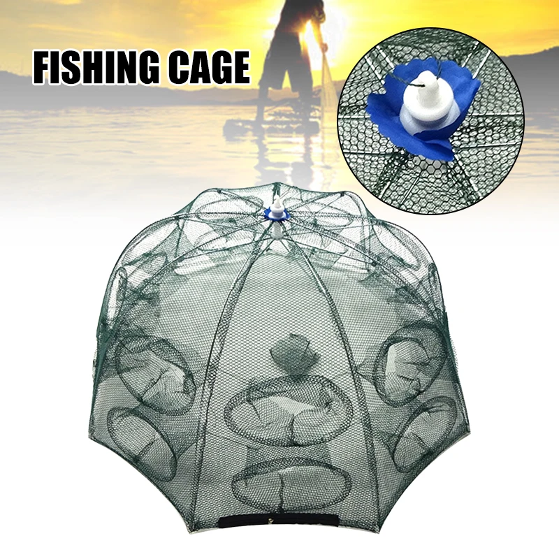 

Рыболовная сеть в форме зонта с 4/6/8/10 отверстиями, Прочная Складная портативная нейлоновая веревка для ловли креветки, угря, краба