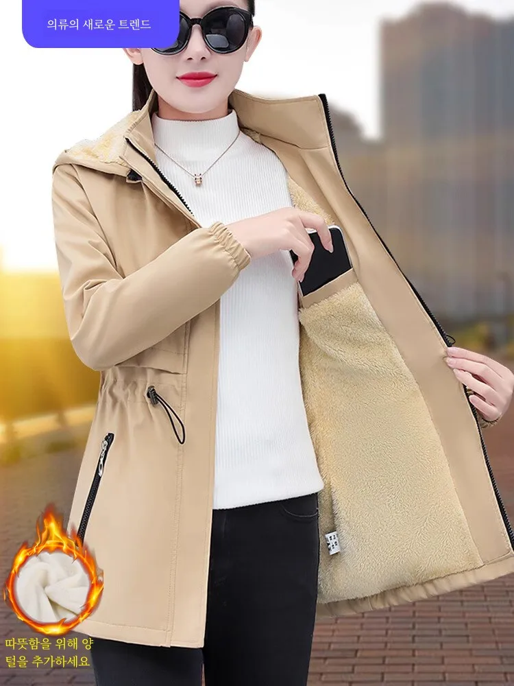 Тренч цвета хаки Дятел верхняя одежда для женщин осень и зима 2024 новый утолщенный