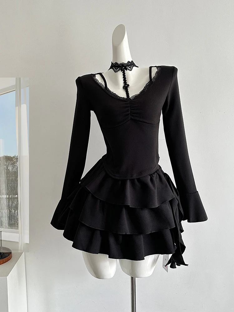 Женская готическая темная академия Y2k Coquette Idols 2000s Shoujo Girl Outfits комплект из 2