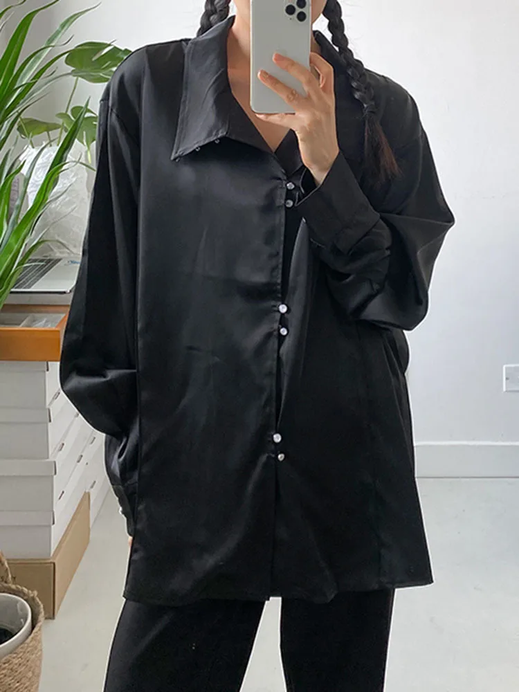 Женская винтажная блузка [EAM] белая/черная большого размера с длинными рукавами и