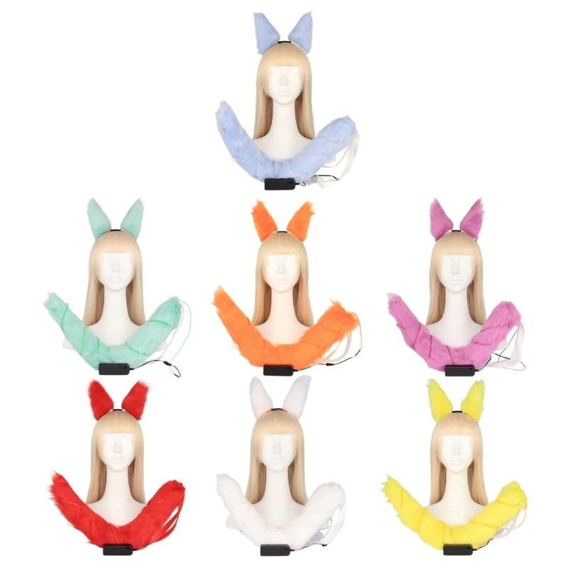 

066C 1 комплект заколка для волос в виде животного для косплея с лисьими кошачьими ушками и хвостом искусственный костюм на Хэллоуин Аниме нар...