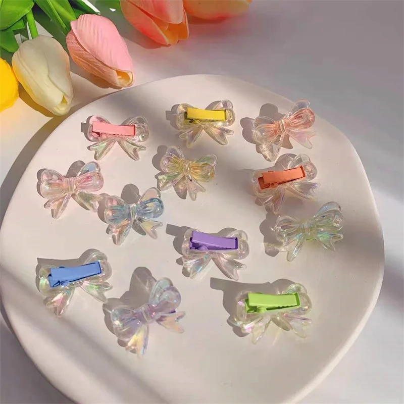 

2pcs Transparent Bowknot Hair Clips for Children Baby Girls Mini Hairpins Kids Hair Accessories