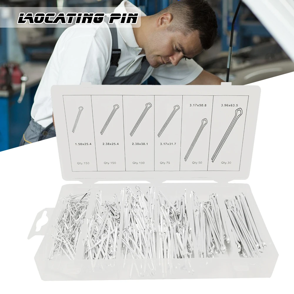 

555PC Spring Steel Cotter Pin Multipurpose Split Spring Pin Combination Set Easy Operation Locating Pins Clips Fastener Set _WK