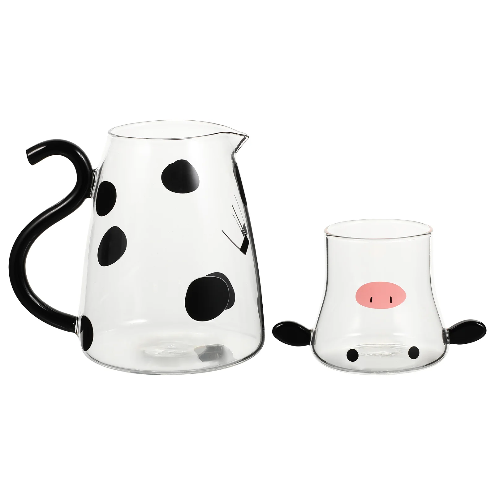 

Pitcher Waterwith Jug Tea Kettlecup Bedside Lidcow Set Cold Beverage Nightpitchers Pot Iced Coffeehot Cups Lids Bottle Cute