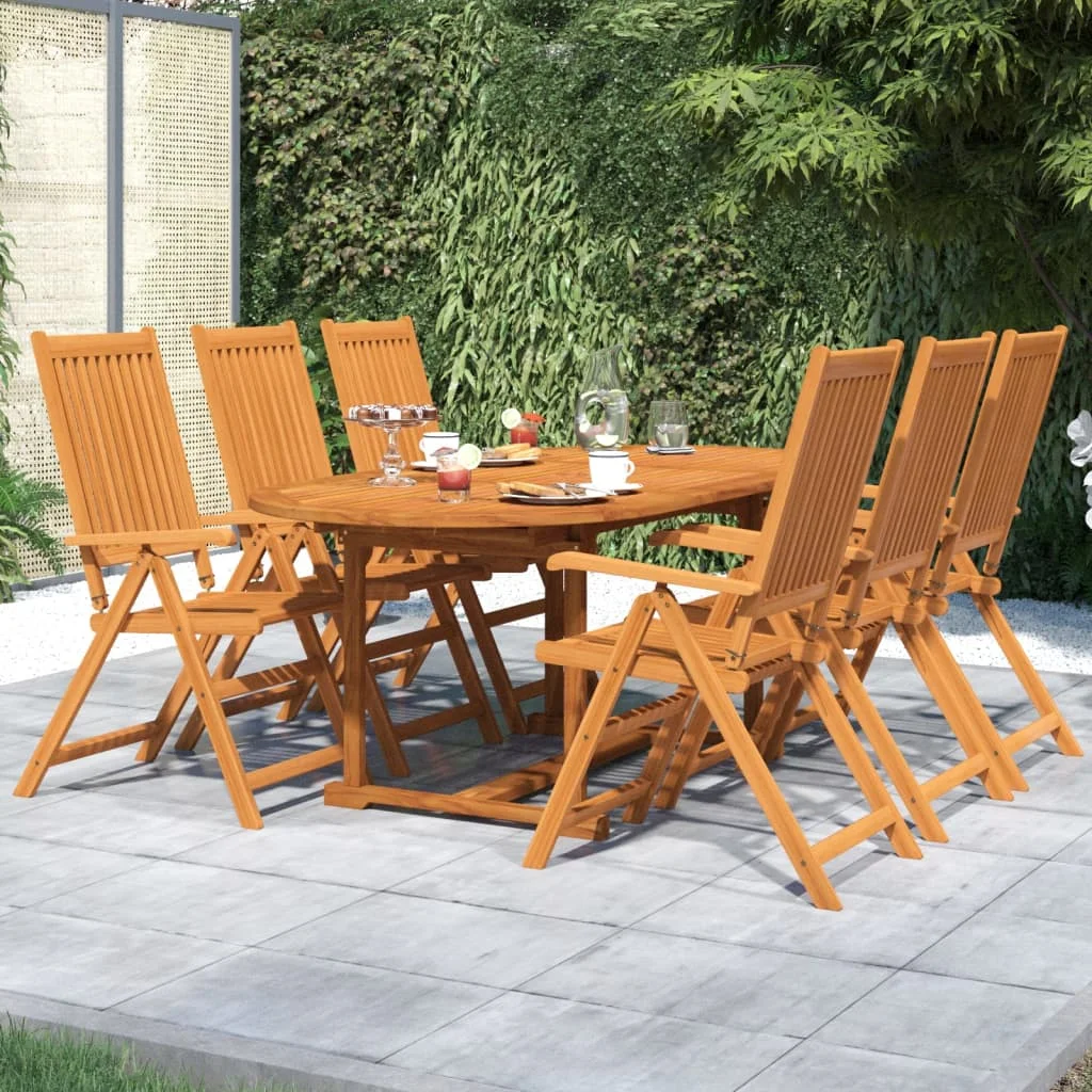 

7 Piece Garden Dining Set,Patio Table and Chair Set, Solid Wood Acacia