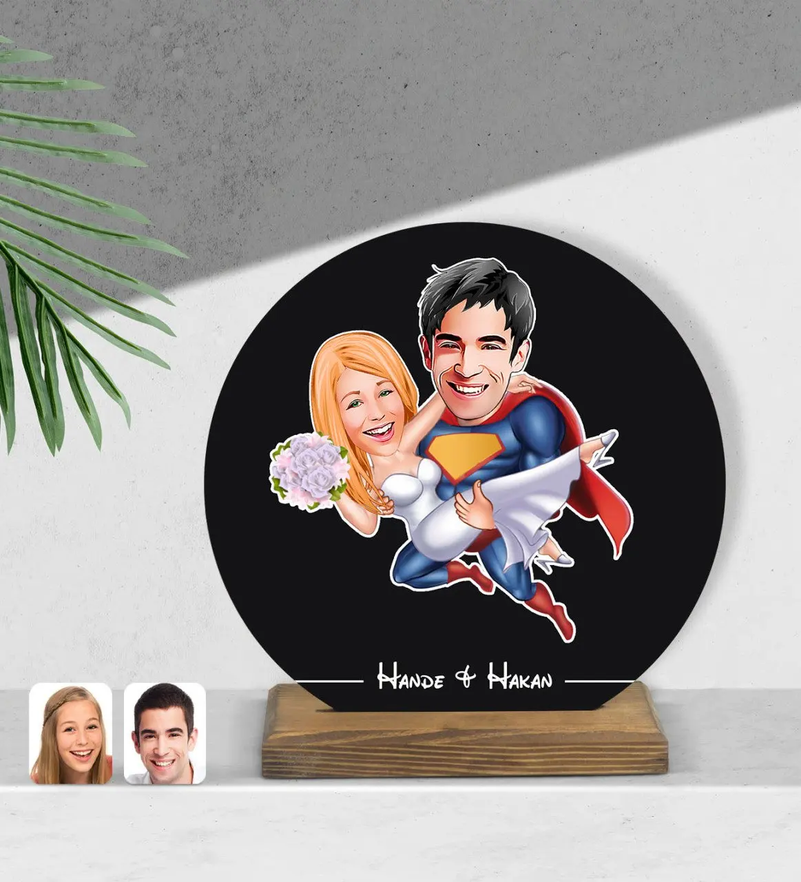 

Personalized valentines cartoon round wooden Biblo-92