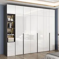 Modern simple luxury high-gloss wardrobe household bedroom flat coat cabinet locker simple mirror storage