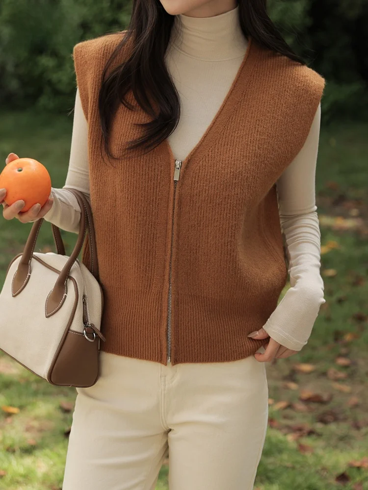 Bailuoɺn вязаный кардиган без рукавов с v-образным вырезом женский жилет на осень и