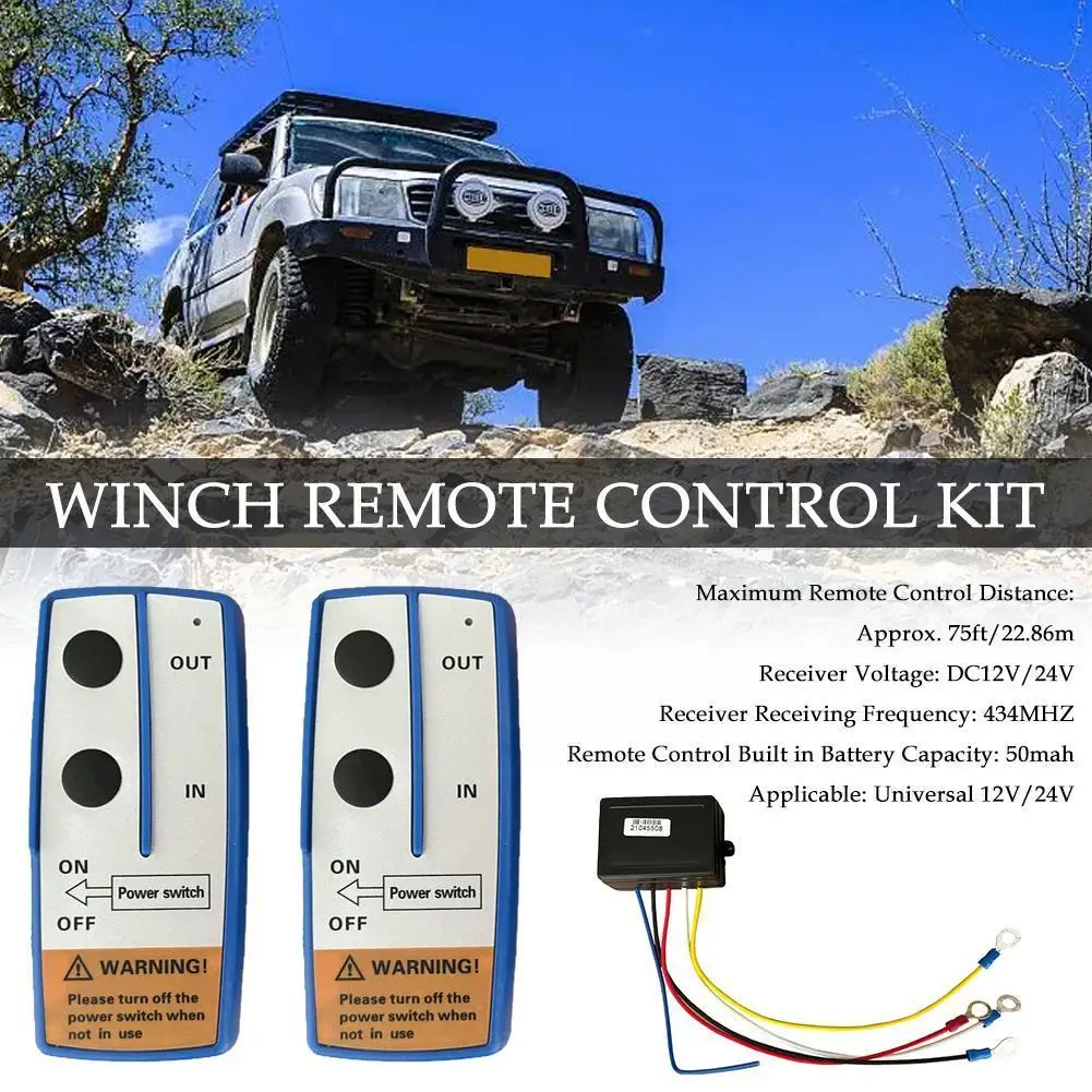 

12V 24V Recovery Wireless Winch Remote Control Kit With Manual Transmitter For Truck ATV SUV Car Jeeps SUV 75ft Y4L5