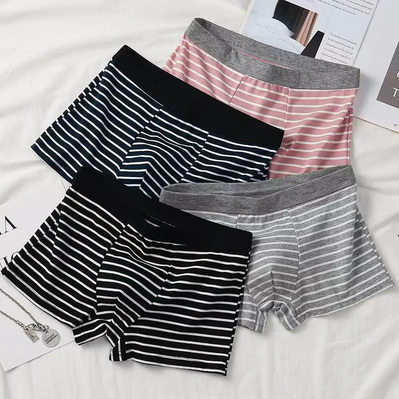 Трусы-боксеры мужские 4 шт. хлопковые шорты мягкое нижнее белье в полоску со