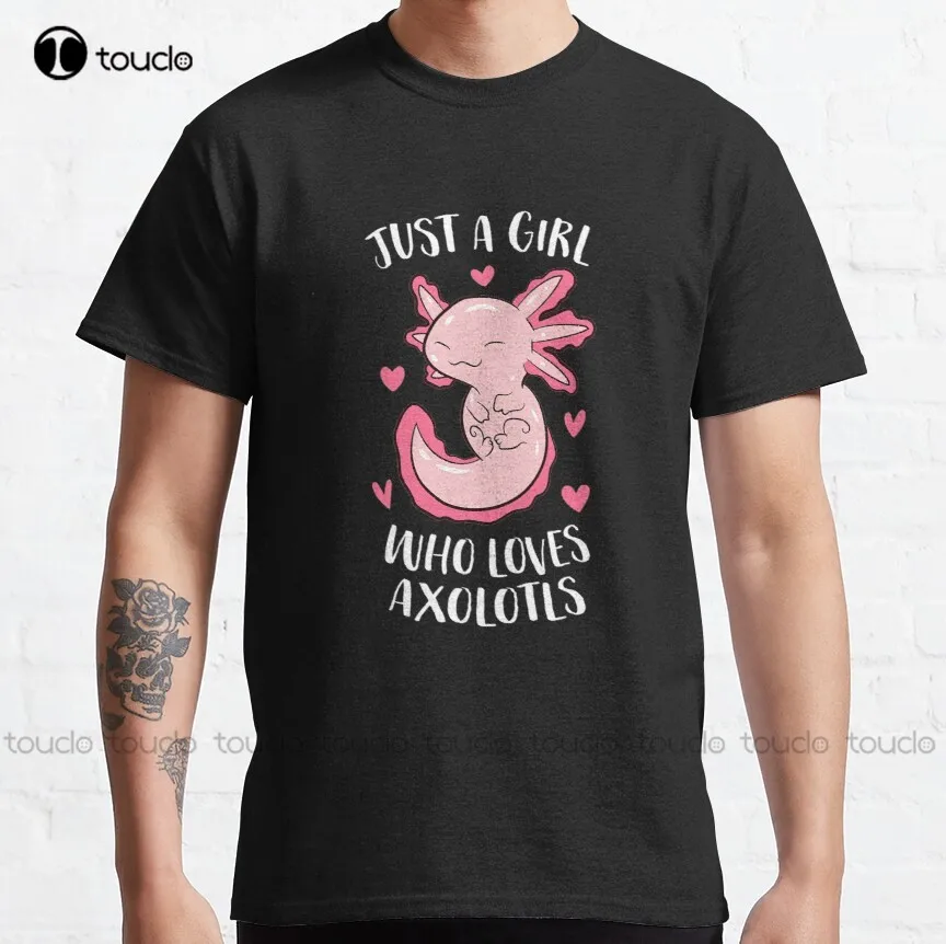 

Классическая футболка с надписью «Just A Girl Who Loves Axolotls», модная необычная забавная футболка для отдыха в стиле Харадзюку, Женская Новинка